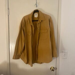 Aerie women’s button down oversized mustard large shirt